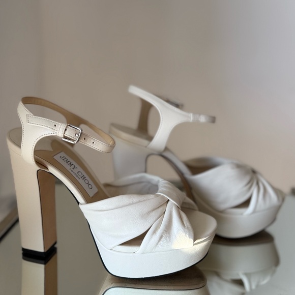 Like new Jimmy Choo Heloise 120MM Leather Platform Sandals $995 38.5 - Picture 11 of 16